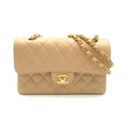 Pre-owned Leather chanel-bags Chanel Vintage , Beige , Dames