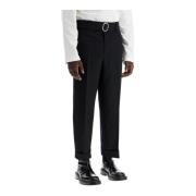 Wollen Broek met Riem Jil Sander , Black , Heren