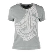 Katoenen T-shirt Diesel , Gray , Dames