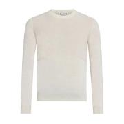 Casual Witte Wollen Trui Jil Sander , Beige , Heren