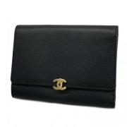 Pre-owned Leather wallets Chanel Vintage , Black , Dames