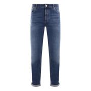 Blauwe Katoenen Denim Regular-Fit Jeans Brunello Cucinelli , Blue , He...