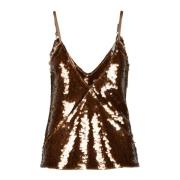 Elegante Mouwloze Top met Stretchstof Federica Tosi , Brown , Dames