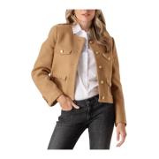 Bruine Wol Gouden Knoop Jas Tommy Hilfiger , Brown , Dames