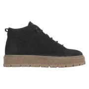 Heren High-Top Zwarte Sneakers van Echt Italiaans Nubuck met Licht Iso...