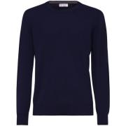 Kasjmier Navy Trui Geribbelde Zoom Brunello Cucinelli , Blue , Heren