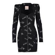 Elegante Jurk van Polyester Elastaan Aniye By , Black , Dames