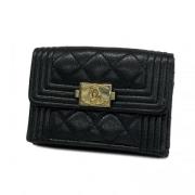 Pre-owned Leather wallets Chanel Vintage , Black , Dames