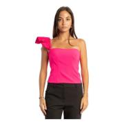 Fuchsia Mouwloze Crepe Top Pinko , Pink , Dames