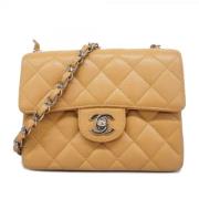 Pre-owned Leather chanel-bags Chanel Vintage , Beige , Dames