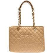 Pre-owned Leather chanel-bags Chanel Vintage , Beige , Dames