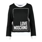 Katoen Spandex Gebreide Top Love Moschino , Black , Dames