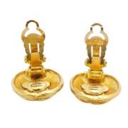 Pre-owned Metal earrings Chanel Vintage , Yellow , Dames