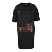 Dames Katoen Spandex Jurk Love Moschino , Black , Dames