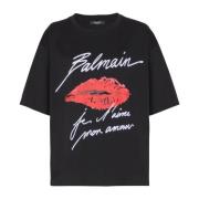 T-shirt met korte mouwen met Kiss print Balmain , Black , Dames