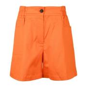 Katoen Elastaan Shorts Semicouture , Orange , Dames