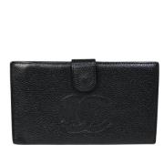 Pre-owned Leather wallets Chanel Vintage , Black , Dames