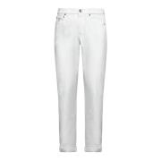 Witte Denim Straight-Leg Jeans Brunello Cucinelli , White , Heren