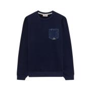 Denim Crew Neck Sweatshirt met Logo Zak Roy Roger's , Blue , Heren