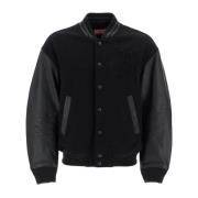 Wollen Varsity Jack met Leren Mouwen Diesel , Black , Heren