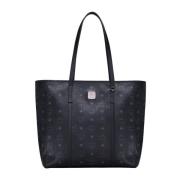 Aren Shopper met rits in Visetos MCM , Black , Dames