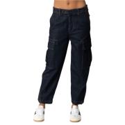 Blauwe Cargo Jeans met Crop Cut Pinko , Blue , Dames