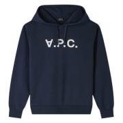 Velours Biologisch Katoen Hoodie A.p.c. , Blue , Heren