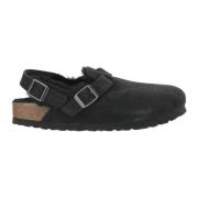 Suède Muiltjes met Lamsvacht Voering Birkenstock , Black , Dames