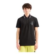 Zip Neck Katoenen Polo Armani Exchange , Black , Heren