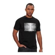 Zwart Logo Print Katoenen T-shirt Armani Exchange , Black , Heren