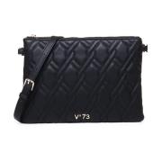 Zwarte Ecolederen Clutch met Metallic Logo V73 , Black , Dames