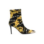 Zwarte Barokprint Enkellaarzen Versace Jeans Couture , Multicolor , Da...