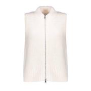 Gebreide Rits Gilet Geisha , White , Dames