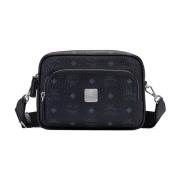 Aren Schoudertas in Visetos MCM , Black , Dames