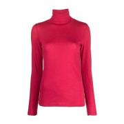 Rode slim fit lange mouwen tops Majestic Filatures , Red , Dames