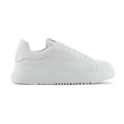 Witte Leren Sneakers Logodetail Rubberen Zool Emporio Armani , White ,...