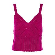 Gehaakte Gebreide Top Winterstijl Pinko , Pink , Dames