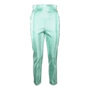 Metallic Fiber Katoenmix Broek Elisabetta Franchi , Green , Dames