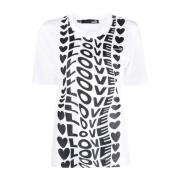 Wit Logo-Print T-Shirt Love Moschino , White , Dames