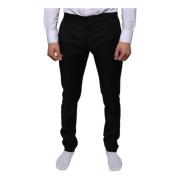 Zwarte Wol Skinny Jurk Formele Broek Dolce & Gabbana , Black , Heren