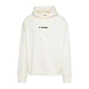 Katoenen Hoodie met Hoodie Jil Sander , White , Heren