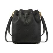 Dessau leren trekkoordtas met reliëf monogram MCM , Black , Dames