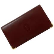 Pre-owned Leather wallets Cartier Vintage , Red , Dames