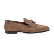 Bruine Suède Loafers met Franjes Doucal's , Brown , Heren