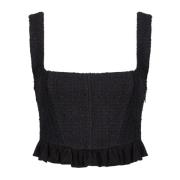 Mouwloze Tweed Crop Top Pinko , Black , Dames