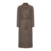 Duifgrijze Lange Wollen Jas Max Mara , Brown , Dames