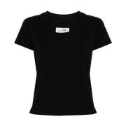 Zwarte Katoenen Jersey T-shirt met Nummers MM6 Maison Margiela , Black...