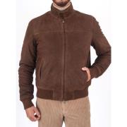 Suede Brando Jas met Trechter Kraag Roy Roger's , Brown , Heren