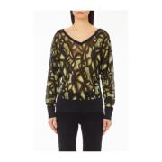 Groene V-hals Trui Trendy Mode Liu Jo , Multicolor , Dames