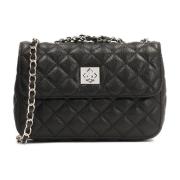 Zwarte gewatteerde handtas met klep Kazar , Black , Dames